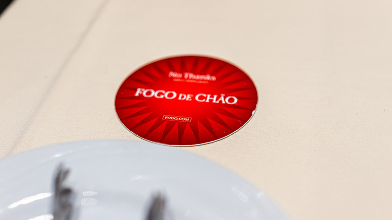 Table card at a Brazilian steakhouse