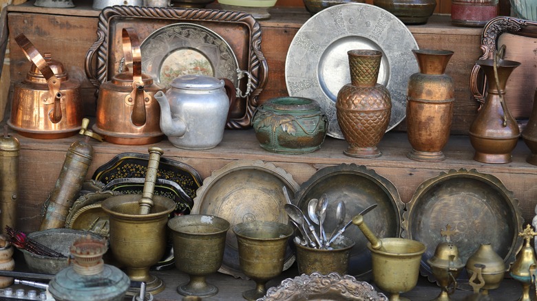 Antique kitchenware on display