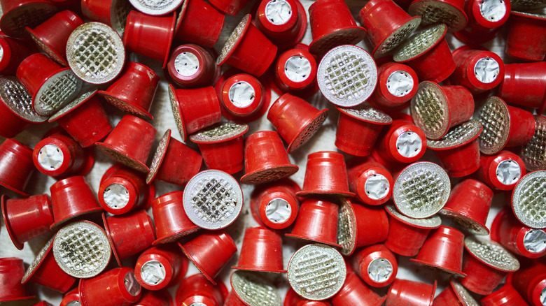 red coffee pods