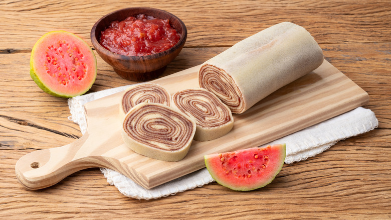 Brazilian roll cake filled with guava