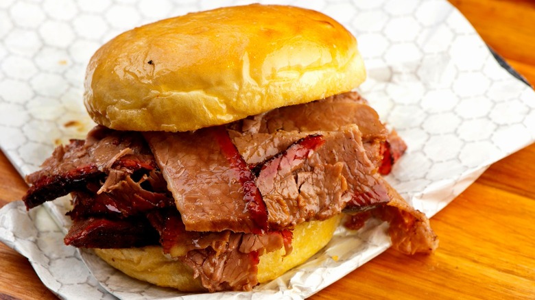 Texas brisket barbecue sandwich