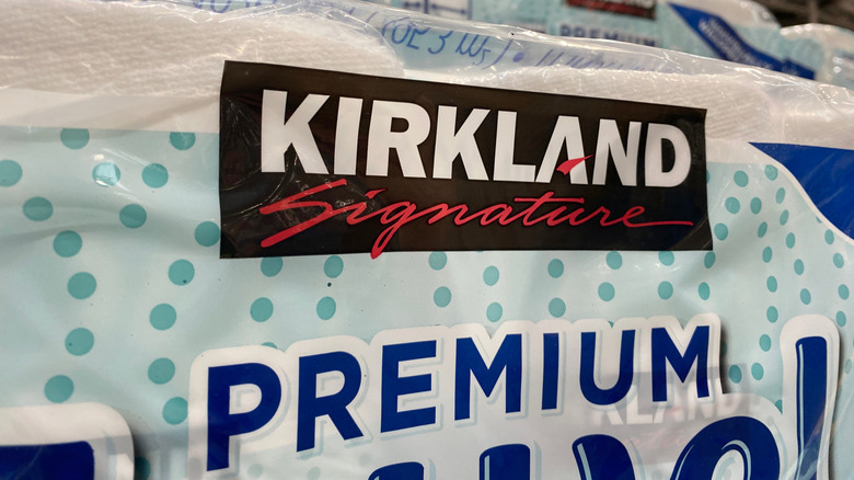 Kirkland Signature logo on paper towel package